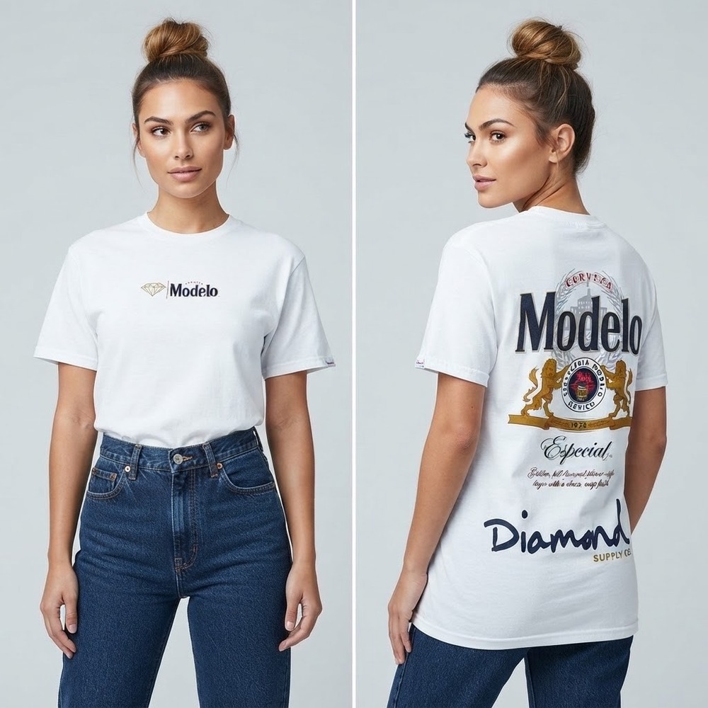 Diamond Supply Co Modelo Especial Beer Graphic T-Shirt White Small Streetwear